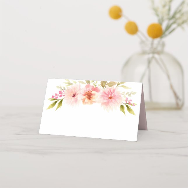 Carte De Placement Mariage d'aquarelle de printemps rose (Devant)