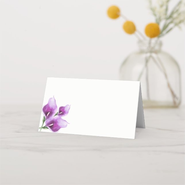 Carte De Placement Mariage d'aquarelle florale violette Calla Lily (Devant)