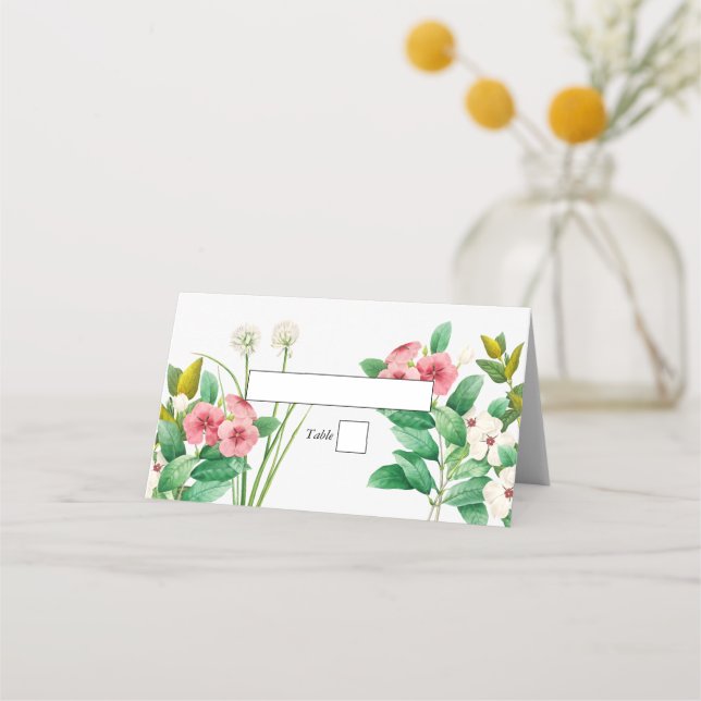 Carte De Placement Mariage d'aquarelle périphérique fleur sauvage (Devant)