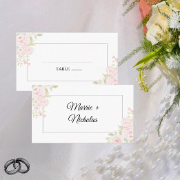 Carte De Placement Mariage d'aquarelle rose pâle