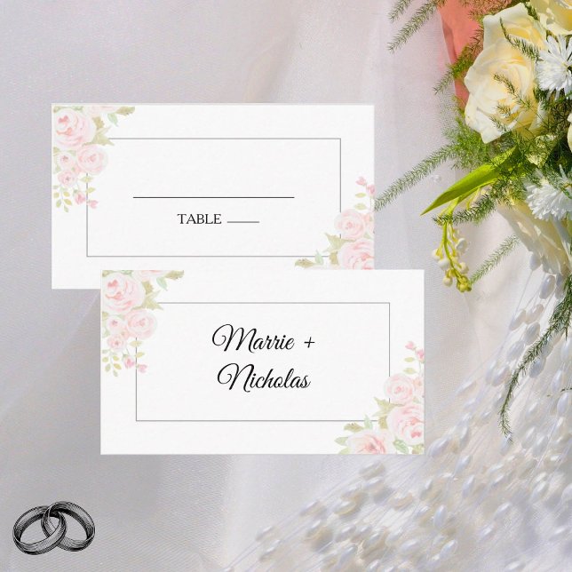 Carte De Placement Mariage d'aquarelle rose pâle (Créateur téléchargé)