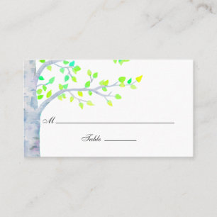 Carte De Placement Mariage d'arbre de bouleau de printemps aquarelle