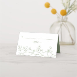 Carte De Placement Mariage d'arrangement de fleurs vertes Sage