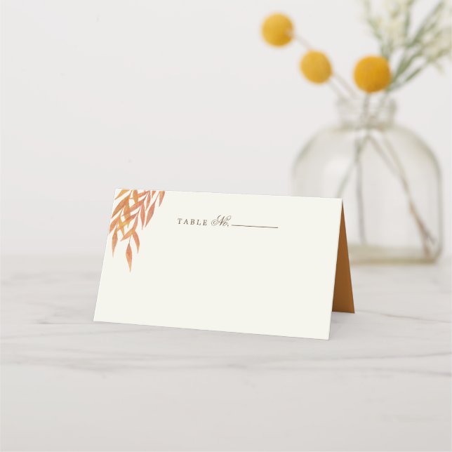 Carte De Placement Mariage d'automne simple à branches orange (Devant)