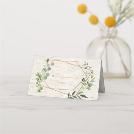 Carte De Placement Mariage de bouleau Eucalyptus géométrique en cuivr