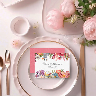 Carte De Placement Mariage de budget de l'aquarelle florale dynamique
