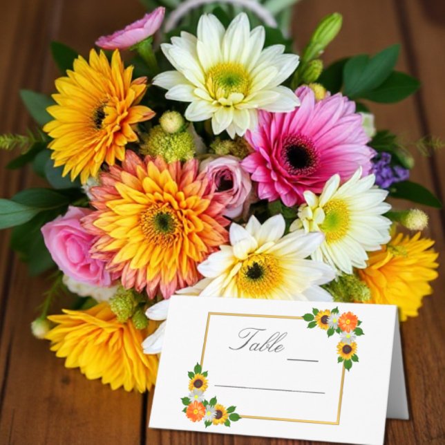 Carte De Placement Mariage de cadre or floral (Créateur téléchargé)