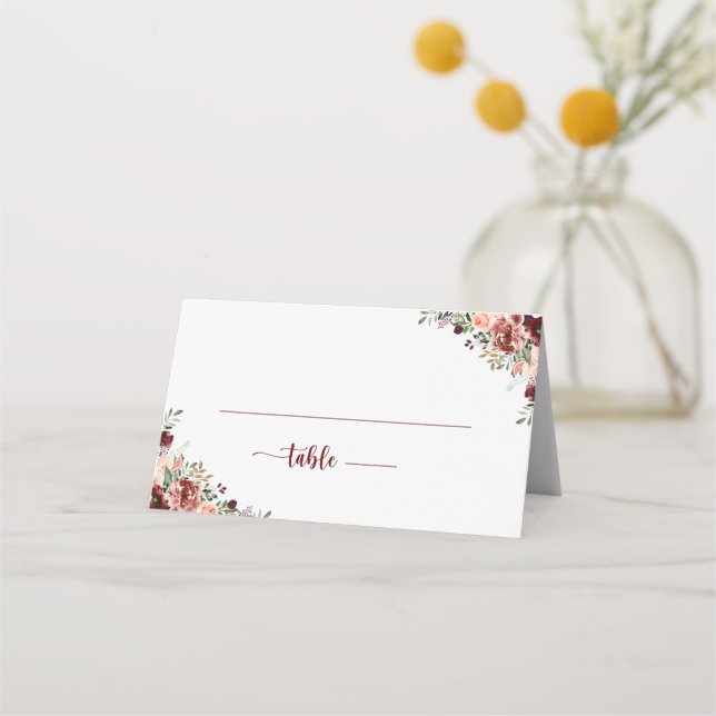 Carte De Placement Mariage de calligraphie florale d'été rustique (Devant)