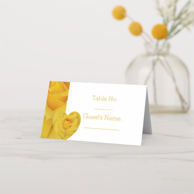 Carte De Placement Mariage de conception du coeur rose jaune (Devant)