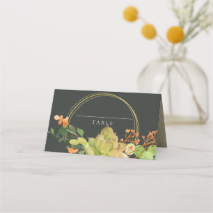 CARTE DE PLACEMENT MARIAGE DE COULEUR D'EAU DE RÉCOLTE FLORALE CACTUS