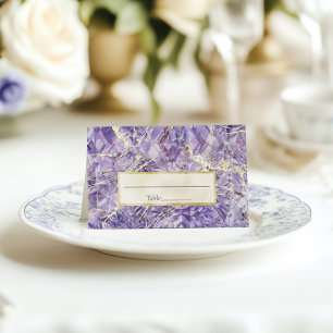 Carte De Placement Mariage de coupe de gemstone d'améthyste d'épinett