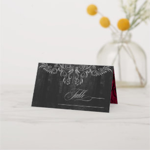 Carte De Placement Mariage de défilement gothique Table Bourgogne ID8
