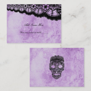 Carte De Placement Mariage de dentelle noire gothique violet Grunge