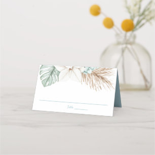 Carte De Placement Mariage de destination plage Feuilles tropicaux
