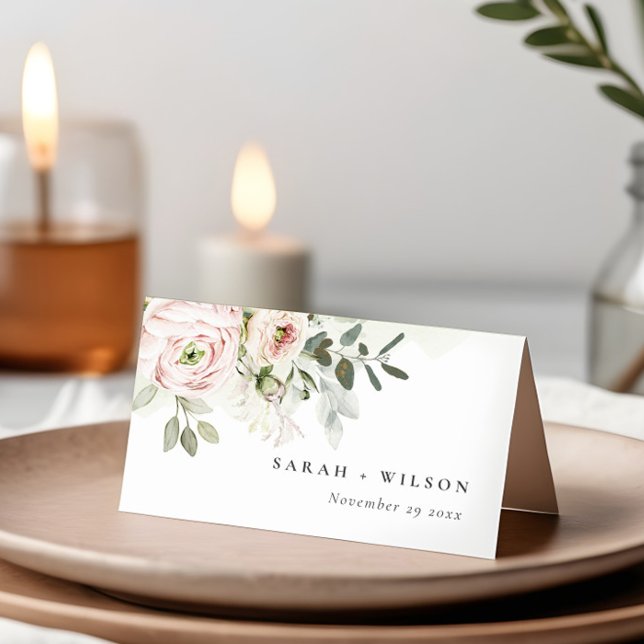 Carte De Placement Mariage de feuillage Eucalyptus Pink (Créateur téléchargé)