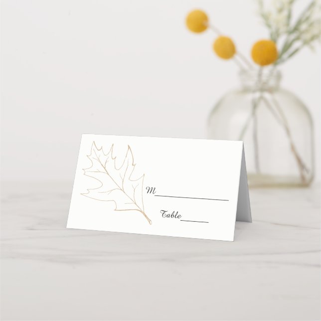 Carte De Placement Mariage de feuilles de chêne automne (Devant)