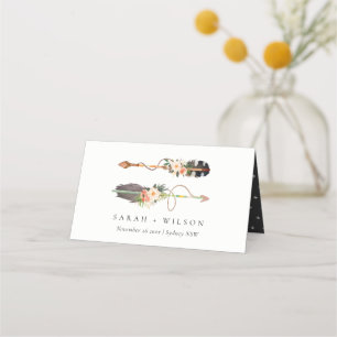 Carte De Placement Mariage de flèches florales rustique Elégant Boho