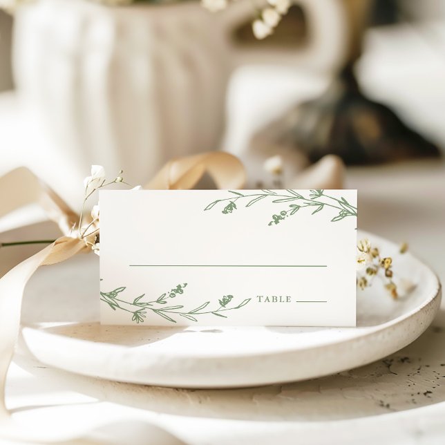 Carte De Placement Mariage de Fleur sauvage Floral Rustique Sage Gree (Créateur téléchargé)