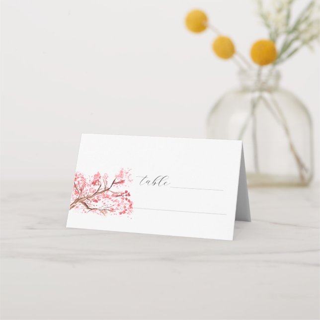Carte De Placement Mariage de fleurs de cerisier rose (Devant)