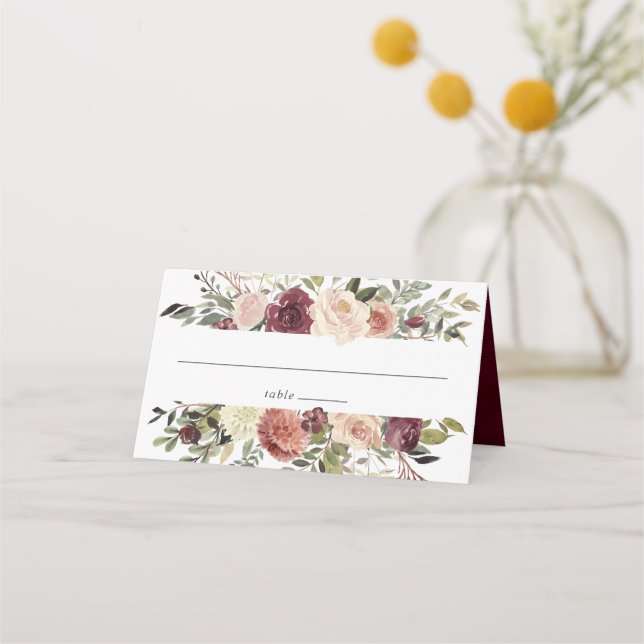 Carte De Placement Mariage de fleurs rustiques (Devant)