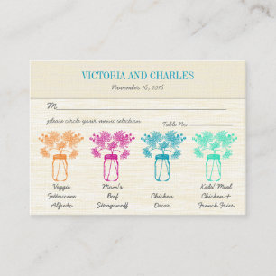 Carte De Placement Mariage de fleurs sauvages Zinnia Mason Jar coloré
