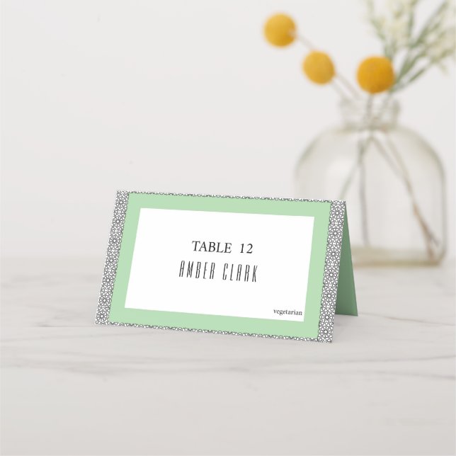 Carte De Placement Mariage de frontière géométrique islamique Turquoi (Devant)