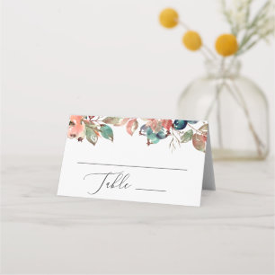 Carte De Placement Mariage de jardin floral automnal à l'aquarelle. B