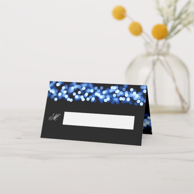 Carte De Placement Mariage de la carte d'accueil Blue Hollywood Glam (Devant)