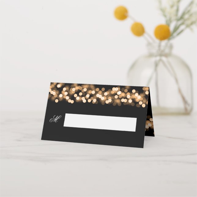 Carte De Placement Mariage de la carte d'accueil Gold Hollywood Glam (Devant)