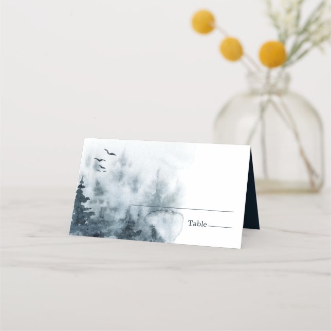 Carte De Placement Mariage de la Chouette des bois de aquarelle (Devant)