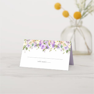 Carte De Placement Mariage de monogramme blanc violet