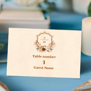 Carte De Placement Mariage de monogramme Floral Western Crest