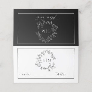 Carte De Placement Mariage de monogramme noir blanc