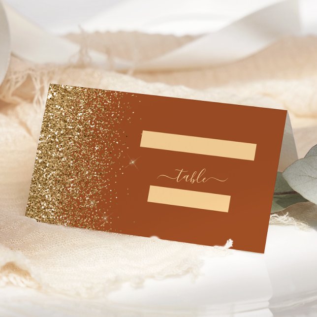 Carte De Placement Mariage de Parties scintillant d'or en terre cuite (Créateur téléchargé)