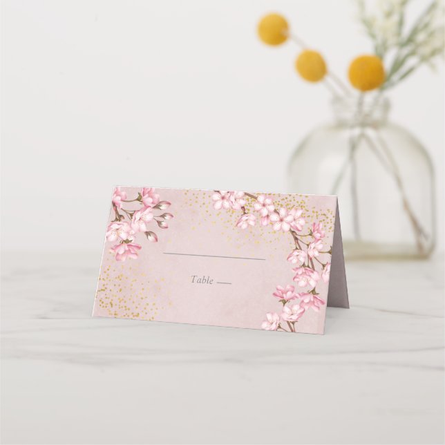 Carte De Placement Mariage de Parties scintillant or en fleurs de cer (Devant)