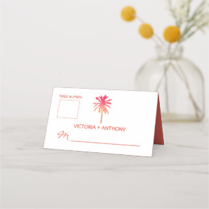 Carte De Placement Mariage de plage Tropical Sunset Palm Tree Beach