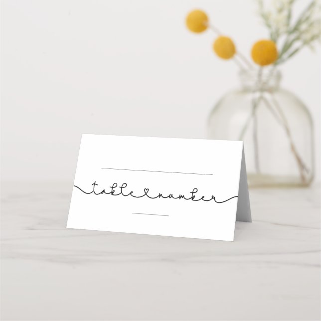 Carte De Placement Mariage de police de coeur de connexion mignonne (Devant)