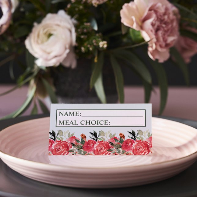 Carte De Placement Mariage de repas Floral Blush Red Greenery intempo (Créateur téléchargé)