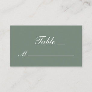 Carte De Placement Mariage de script blanc moderne Sage Green