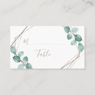 Carte De Placement Mariage de script Gold de l'Eucalyptus Watercolor 