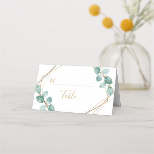 Carte De Placement Mariage de script or Eucalyptus moderne