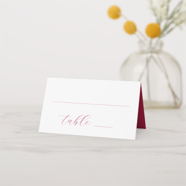 Carte De Placement Mariage de script rouge magenta moderne simple (Devant)