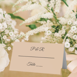 Carte De Placement Mariage de script simple Beige