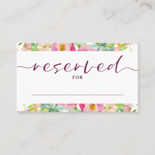 Carte De Placement Mariage de siège en fleurs Chic rose Floral Réserv