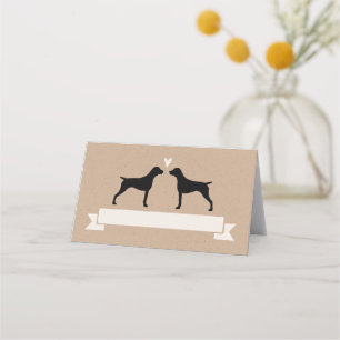 Carte De Placement Mariage de silhouettes de pointeur court allemand