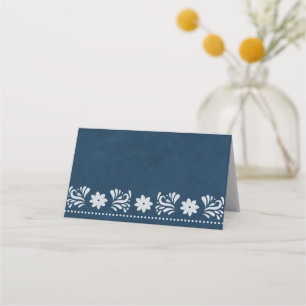 Carte De Placement Mariage de thème mexicain Papier Bleu Picado