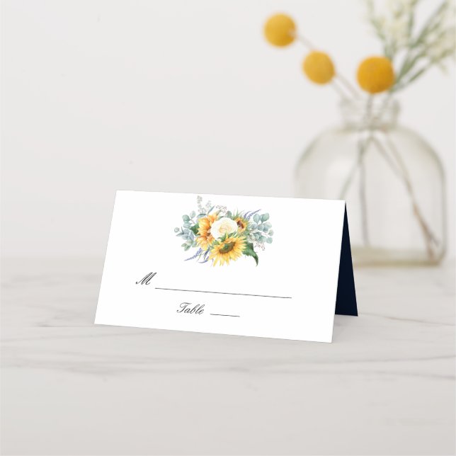 Carte De Placement Mariage de tournesol d'aquarelle (Devant)