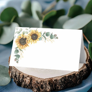 Carte De Placement Mariage de tournesol floral Eucalyptus