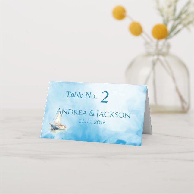 Carte De Placement Mariage de voilier Watercolor (Devant)