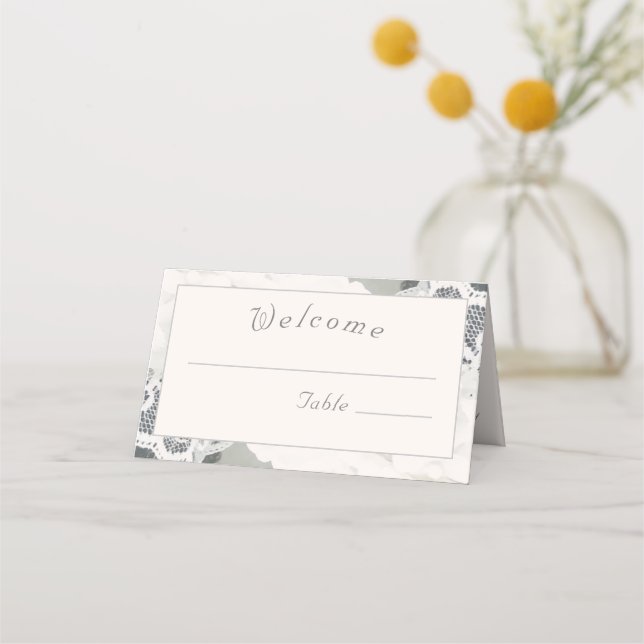 Carte De Placement Mariage Dentelle Champagne-Rose (Devant)